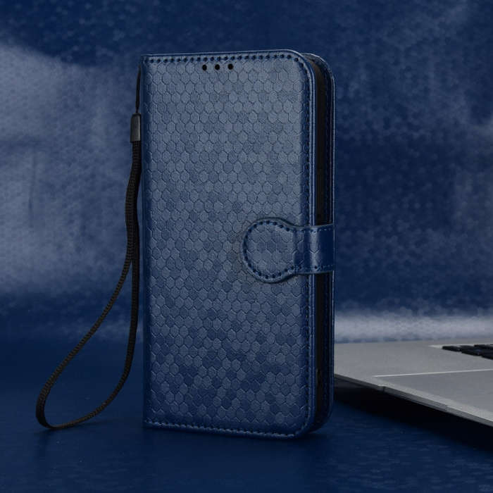 For Tecno Pova 6 Neo Honeycomb Dot Texture Leather Phone Case(Blue)