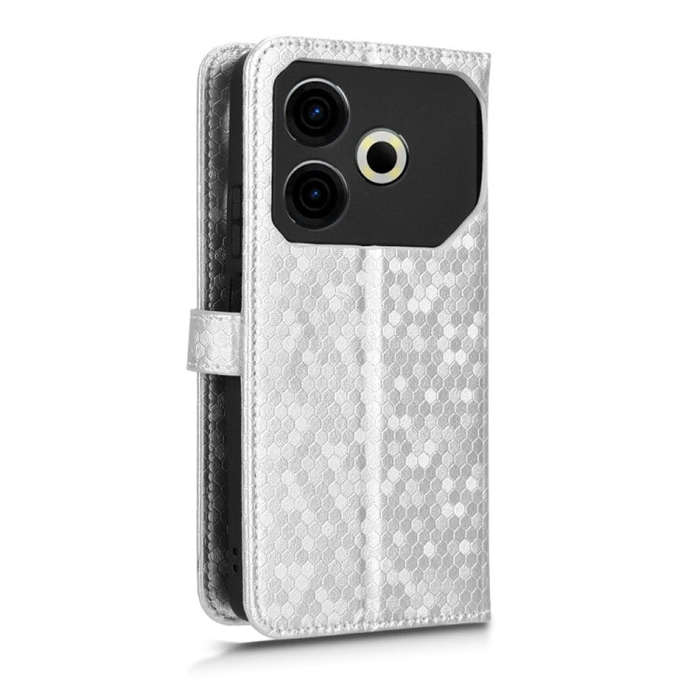 For Tecno Pova 6 Neo Honeycomb Dot Texture Leather Phone Case(Silver)
