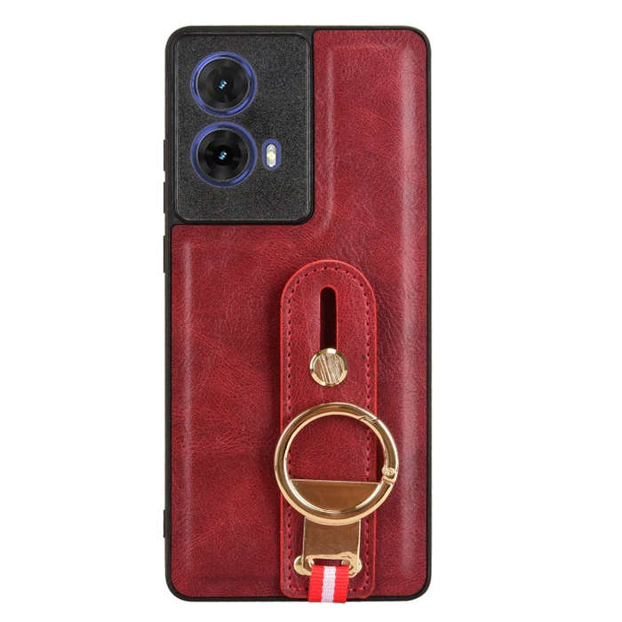 For Motorola Edge 50 Fusion 5G Wristband Leather Back Phone Case(Red)