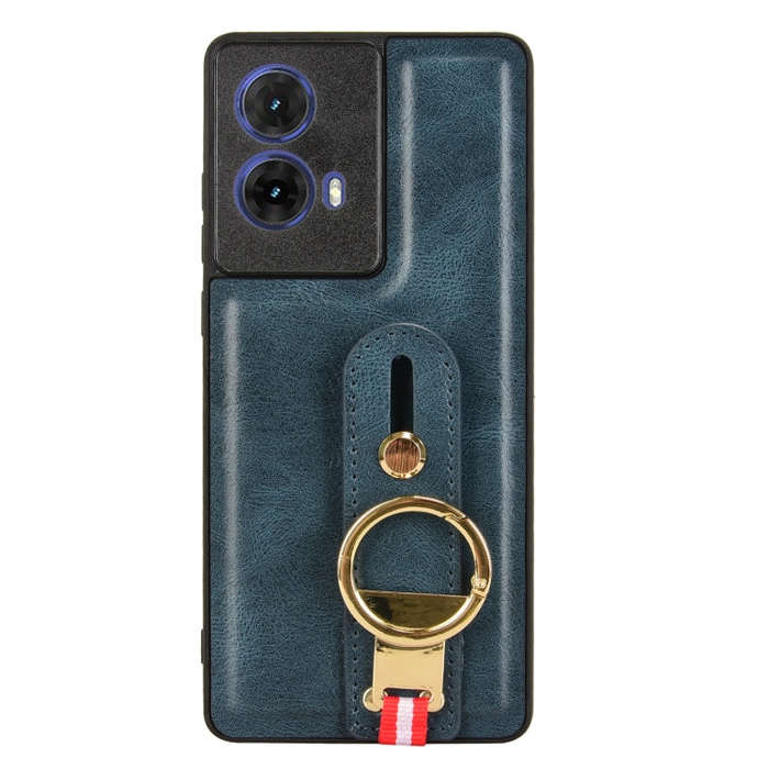 For Motorola Edge 50 Fusion 5G Wristband Leather Back Phone Case(Blue)