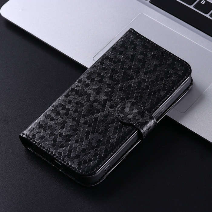 For OnePlus Ace 3 Pro Honeycomb Dot Texture Leather Phone Case(Black)