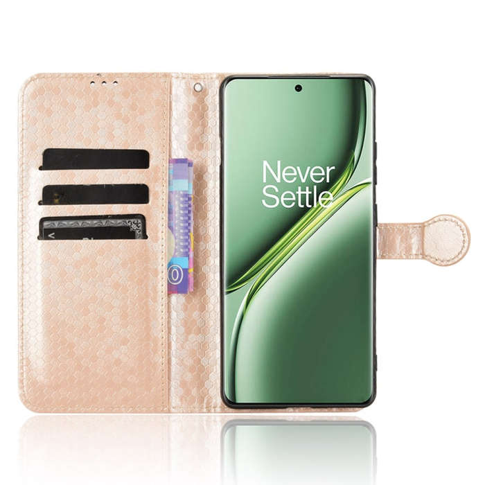 For OnePlus Ace 3 Pro Honeycomb Dot Texture Leather Phone Case(Gold)