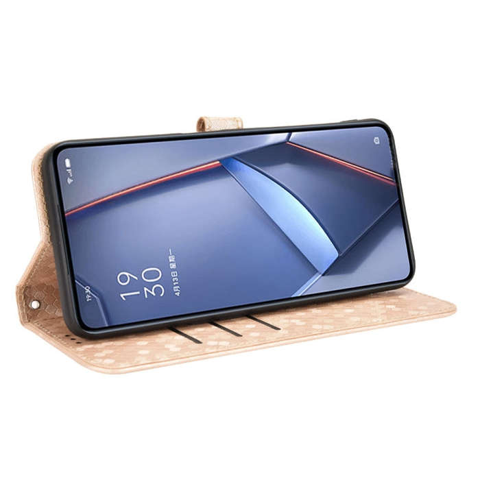 For OnePlus Ace 3 Pro Honeycomb Dot Texture Leather Phone Case(Gold)