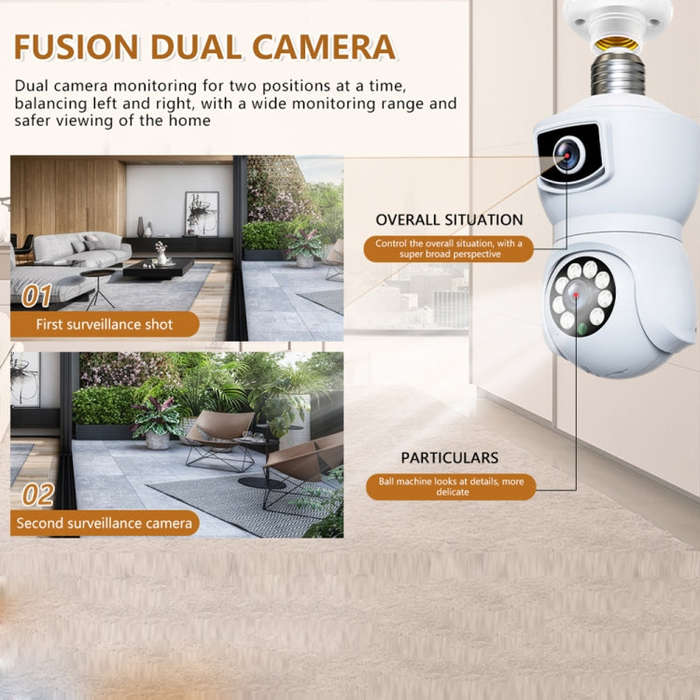 DP41 Bulb-type Dual-lens Motion Tracking Smart Camera Supports Voice Intercom(White)