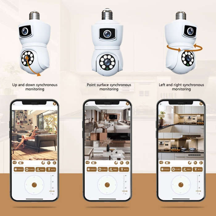 DP41 Bulb-type Dual-lens Motion Tracking Smart Camera Supports Voice Intercom(Black)