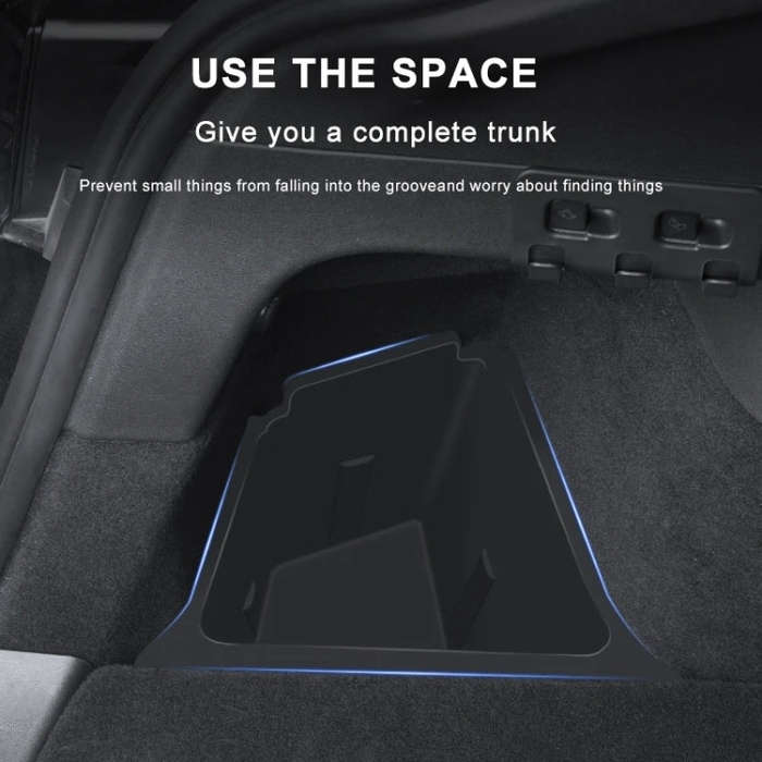 For Tesla Model Y 2021-2023 2pcs / Set Car Trunk Side Storage Box, Flagship Model, Style:with Cover