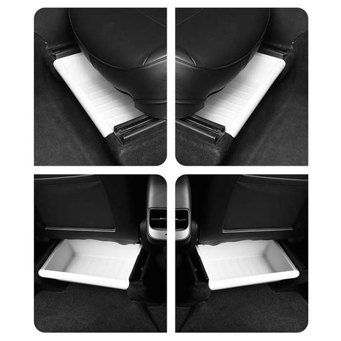 For Tesla Model Y 2021-2023 TPE Storage Organizer Under Car Seat, Style:with Cover(Grey)
