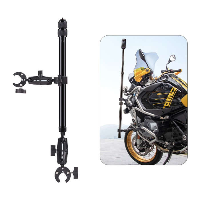 Dual-heads Crab & Single Heads Motorcycle Clamps Handlebar Fixed Mount 3-stage Telescopic Selfie ...