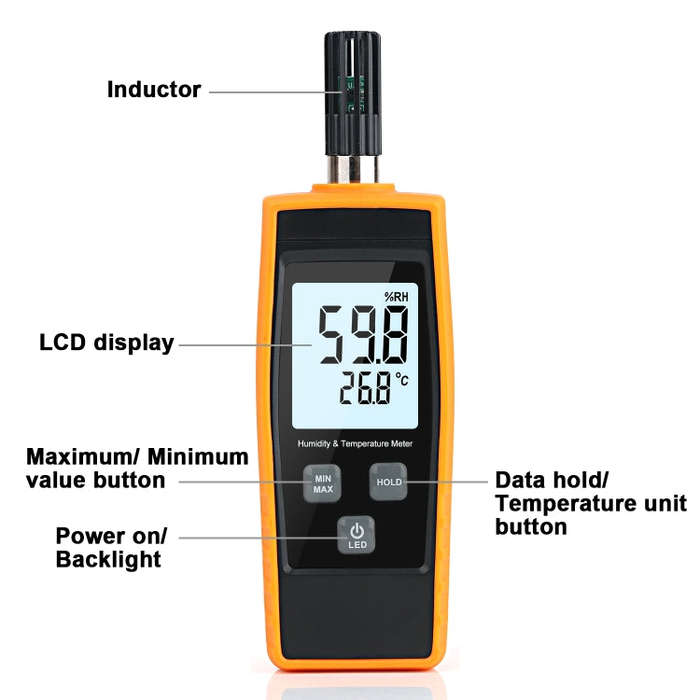 RZ852 Digital Temperature and Humidity Meter(Orange)