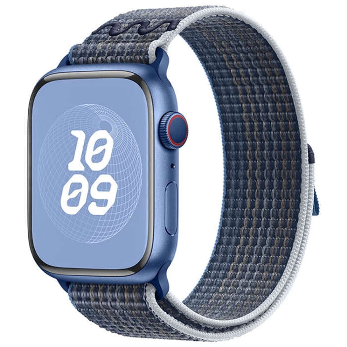 For Apple Watch Series 10 42mm / 9 41mm Loop Nylon Watch Band(Storm Blue)