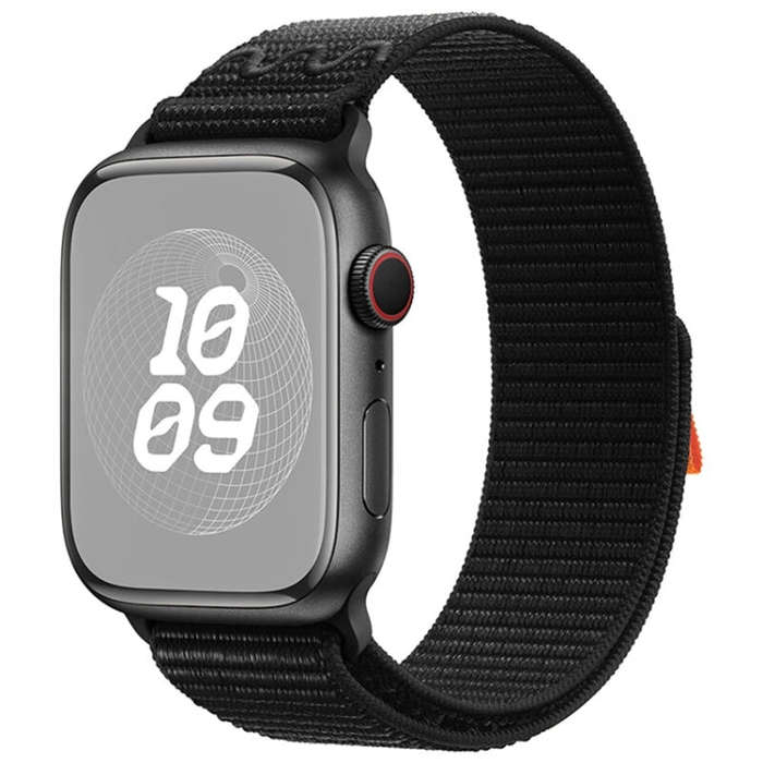 For Apple Watch Series 7 41mm Loop Nylon Watch Band(Dark Black)