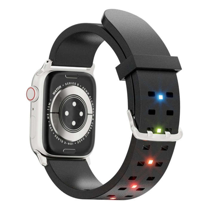 For Apple Watch Series 8 41mm Luminous Colorful Light Silicone Watch Band(Black)