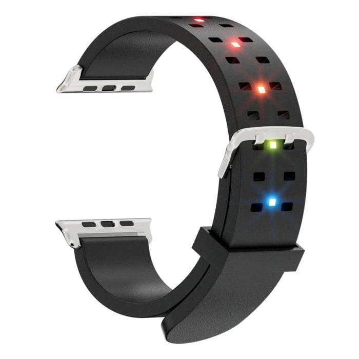 For Apple Watch Series 8 41mm Luminous Colorful Light Silicone Watch Band(Black)