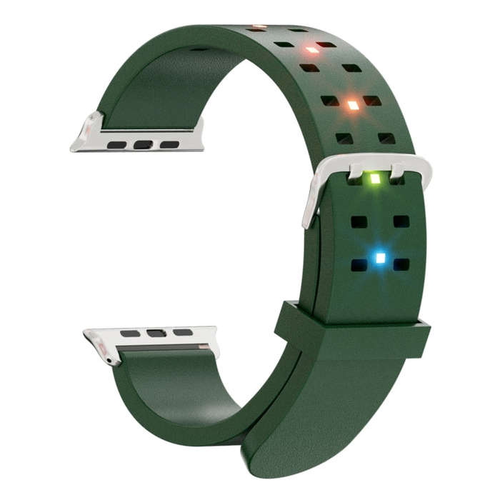 For Apple Watch Series 2 38mm Luminous Colorful Light Silicone Watch Band(Green)