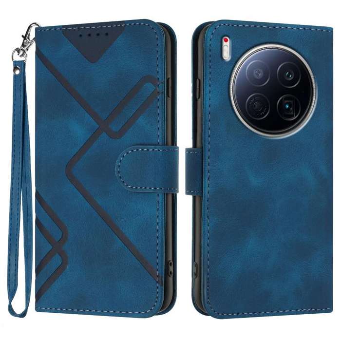 For Tecno Camon 40 Premier Line Pattern Skin Feel Leather Phone Case(Royal Blue)