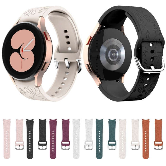 For Samsung Galaxy Watch 6 Butterfly Flower Embossed Silicone Watch Band(Wine Red)