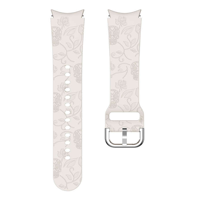 For Samsung Galaxy Watch 6 Skull Flower Embossed Silicone Watch Band(Starlight Color)