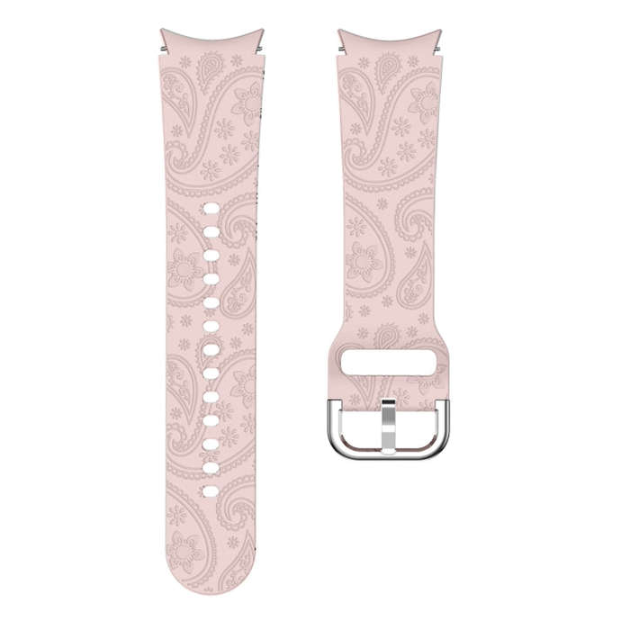 For Samsung Galaxy Watch 6 Ethnic Style Flowers Embossed Silicone Watch Band(Pink)