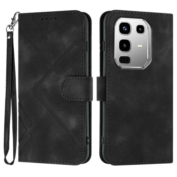 For Infinix Note 50 4G / Note 50 Pro 4G Line Pattern Skin Feel Leather Phone Case(Black)