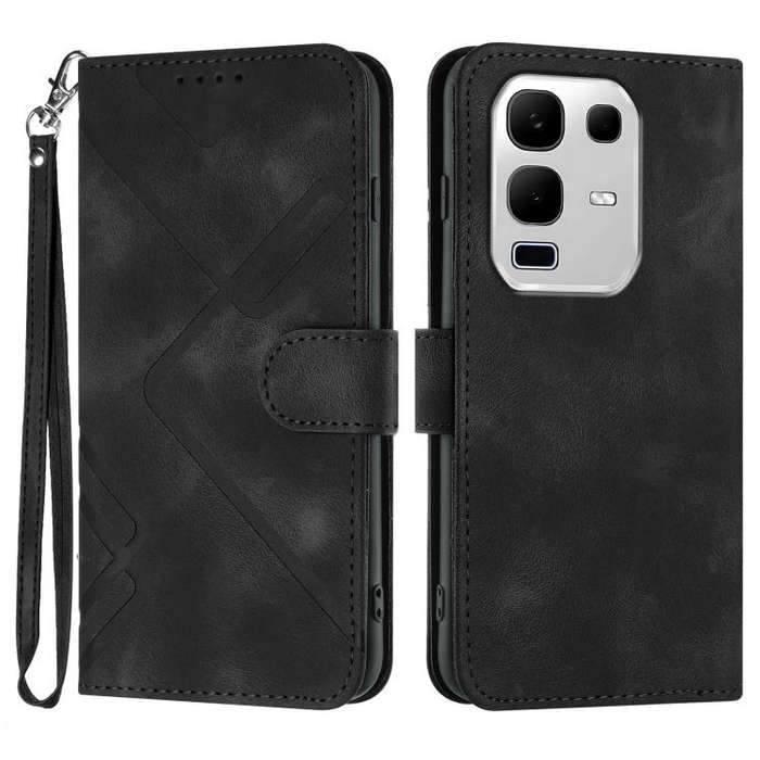 For Infinix Note 50x Line Pattern Skin Feel Leather Phone Case(Black)
