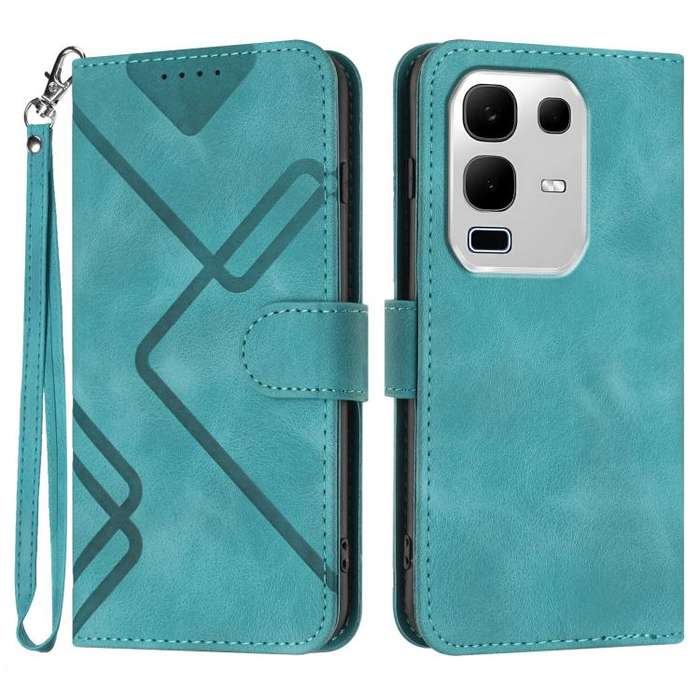 For Infinix Note 50x Line Pattern Skin Feel Leather Phone Case(Light Blue)
