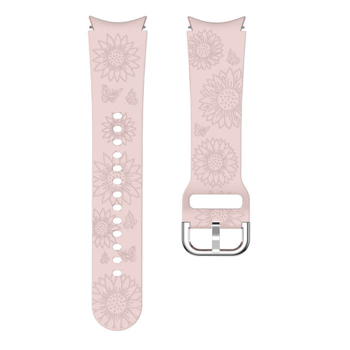 For Samsung Galaxy Watch 6 Sunflower Pattern Embossed Silicone Watch Band(Pink)