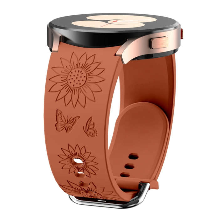 For Samsung Galaxy Watch 6 Sunflower Pattern Embossed Silicone Watch Band(Brown)