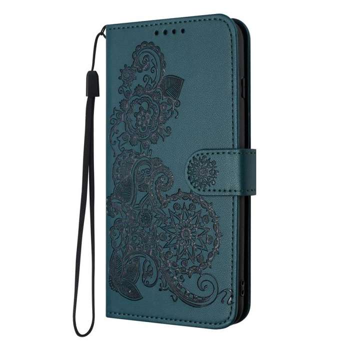 For Tecno Camon 40 Premier Datura Flower Embossed Flip Leather Phone Case(Dark Green)