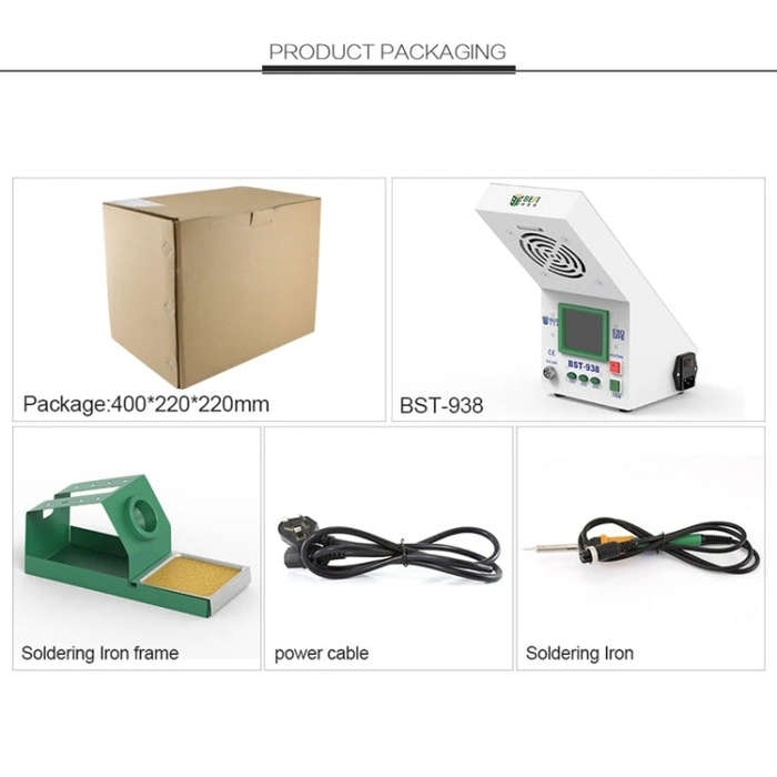 BEST BST-938 LED Electric Iron Smoking Instrument Smoke Purifier Soldering Station with Exhaust F...