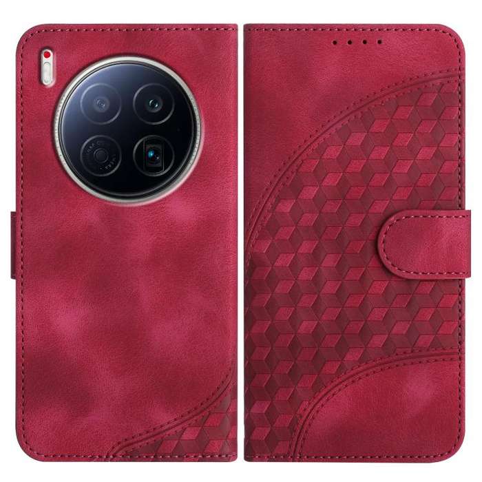 For Tecno Camon 40 Premier Elephant Head Embossed Phone Leather Case with Lanyard(Rose Red)
