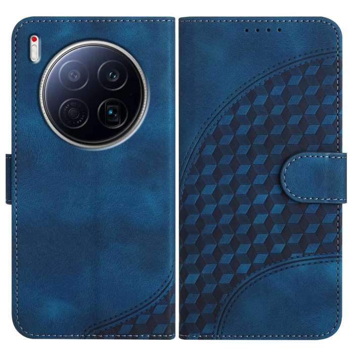 For Tecno Camon 40 Premier Elephant Head Embossed Phone Leather Case with Lanyard(Royal Blue)