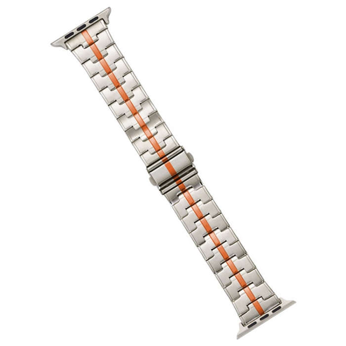 For Apple Watch Series 9 45mm Stainless Steel Watch Band(Starlight Orange)