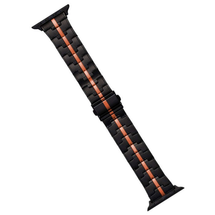 For Apple Watch Series 2 42mm Stainless Steel Watch Band(Black Orange)
