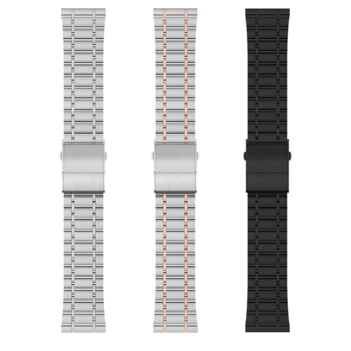 For Huawei Watch GT2 Pro 22mm Five-bead Steel Dual-press Buckle Watch Band(Silver Rose Gold)