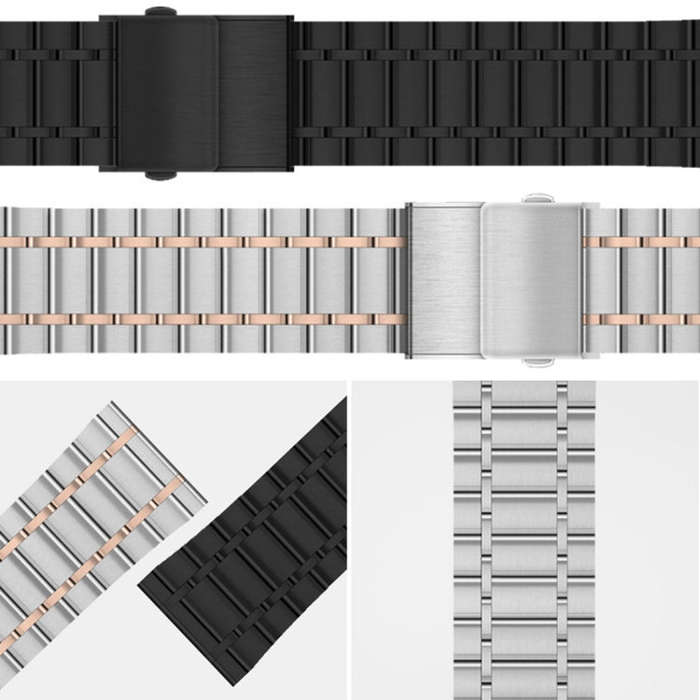 For Huawei Watch GT2 Pro 22mm Five-bead Steel Dual-press Buckle Watch Band(Silver Rose Gold)