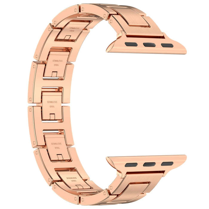 For Apple Watch Ultra 2 49mm H Slim Stainless Steel Watch Band(Rose Gold)