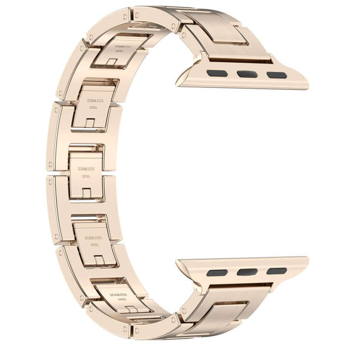 For Apple Watch Series 9 41mm H Slim Stainless Steel Watch Band(Starlight)