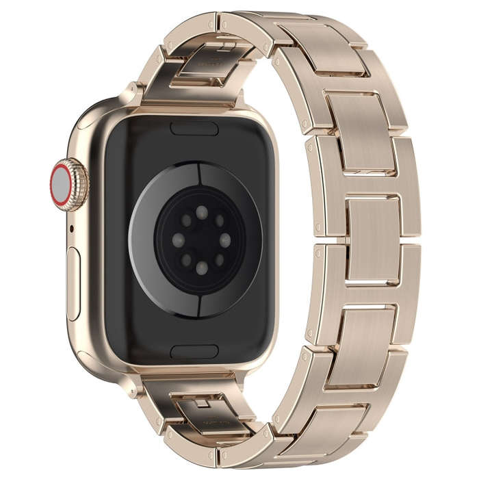 For Apple Watch Series 7 41mm H Slim Stainless Steel Watch Band(Starlight)