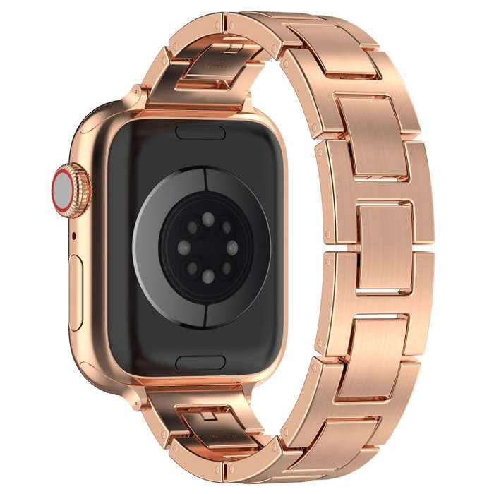 For Apple Watch Series 2 42mm H Slim Stainless Steel Watch Band(Rose Gold)