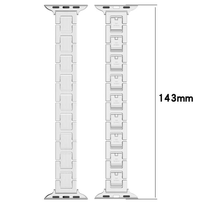 For Apple Watch Series 2 42mm H Slim Stainless Steel Watch Band(Silver Gold)