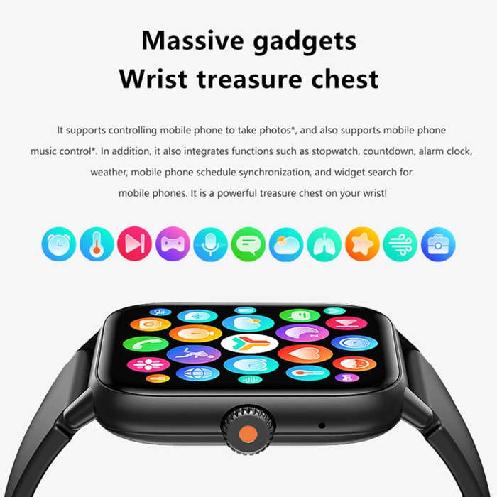 QS13 1.83 inch BT5.2 Smart Sport Watch, Support Bluetooth Call / Sleep / Blood Sugar / Blood Oxyg...