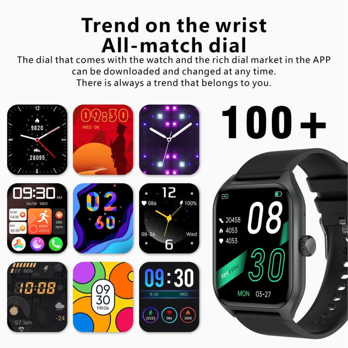 Qx5 1.96 inch BT5.2 Smart Sport Watch, Support Bluetooth Call / Sleep / Blood Oxygen / Temperatur...