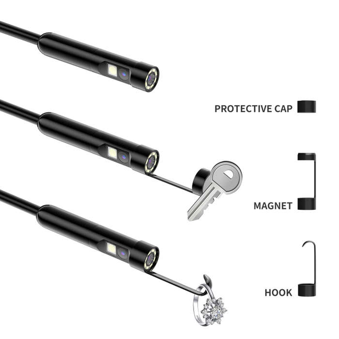 AN112 8mm Double Lenses HD Industry Endoscope Type-C + Micro USB + 8 Pin Connection, Length:3.5m ...