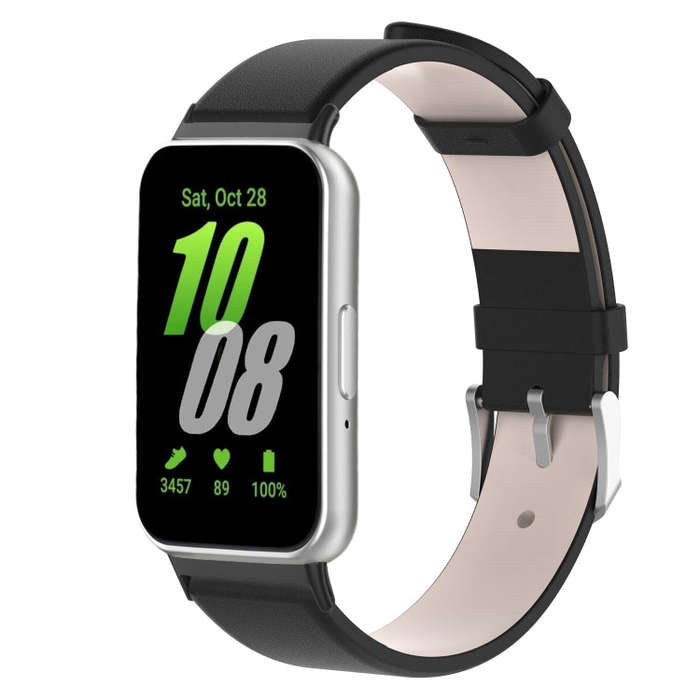 For Samsung Galaxy Fit 3 PU Leather Watch Band(Black)