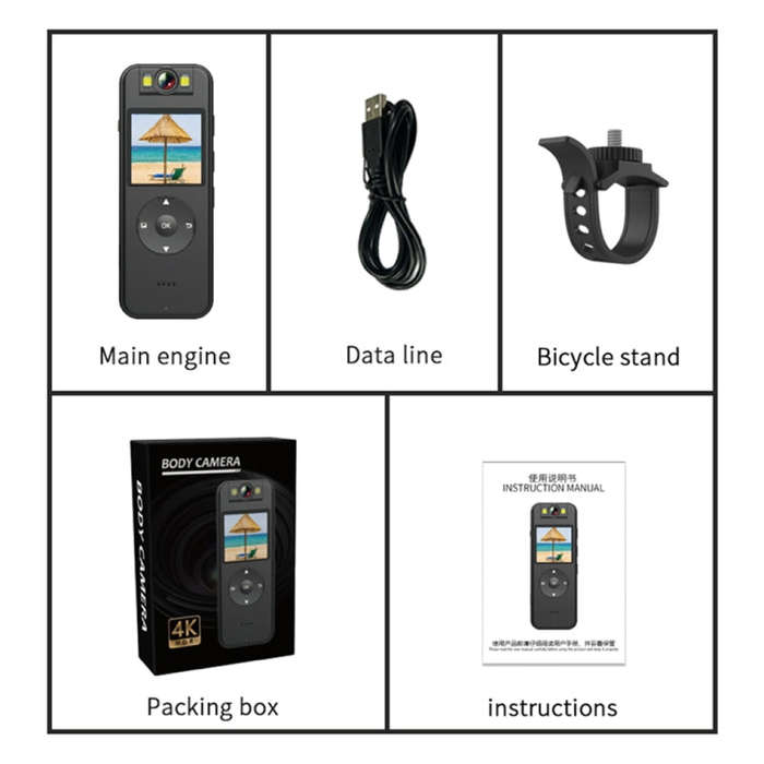 Z09 4K HD Clip-On Smart Video Recorder with Ring Stand(Black)