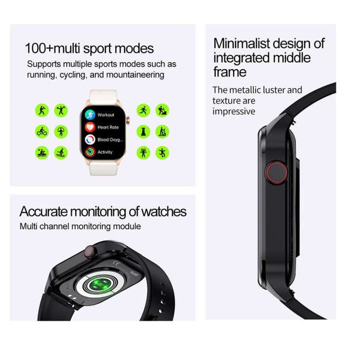 T98 2.04 inch IP68 Waterproof Bluetooth Call Smart Watch, Support Blood Oxygen Monitoring(Black)