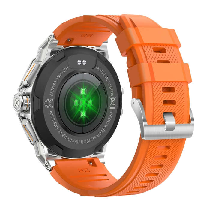 K62 1.43 inch AMOLED Round Screen Smart Watch Supports Bluetooth Calls(Silver Orange)