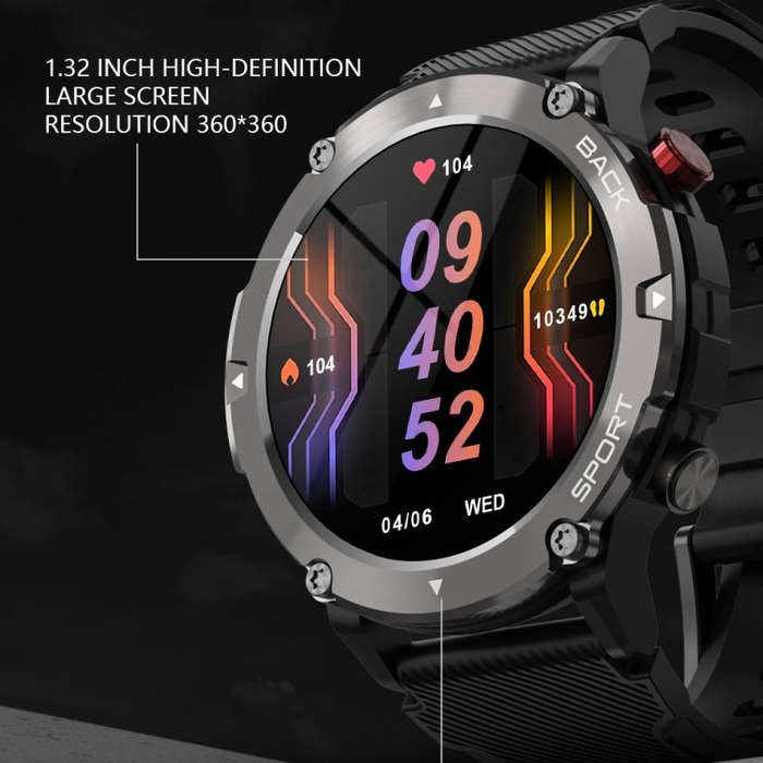 LEMFO LF26MAX 1.32 inch HD Round Screen Smart Watch Supports Bluetooth Calls(Black)