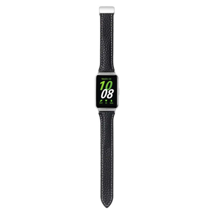 For Samsung Galaxy Fit 3 Litchi Texture Magnetic Buckle Slim Leather Watch Band(Black)