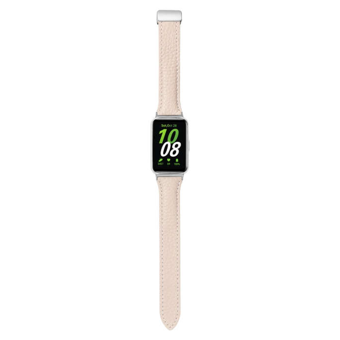 For Samsung Galaxy Fit 3 Litchi Texture Magnetic Buckle Slim Leather Watch Band(Apricot)